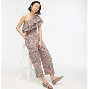 J.Crew One-Shoulder Ruffle Jumpsuit Liberty Margaret Annie Floral Print Size 0